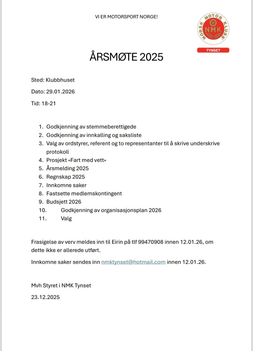 Årsmøte 29.01.2026